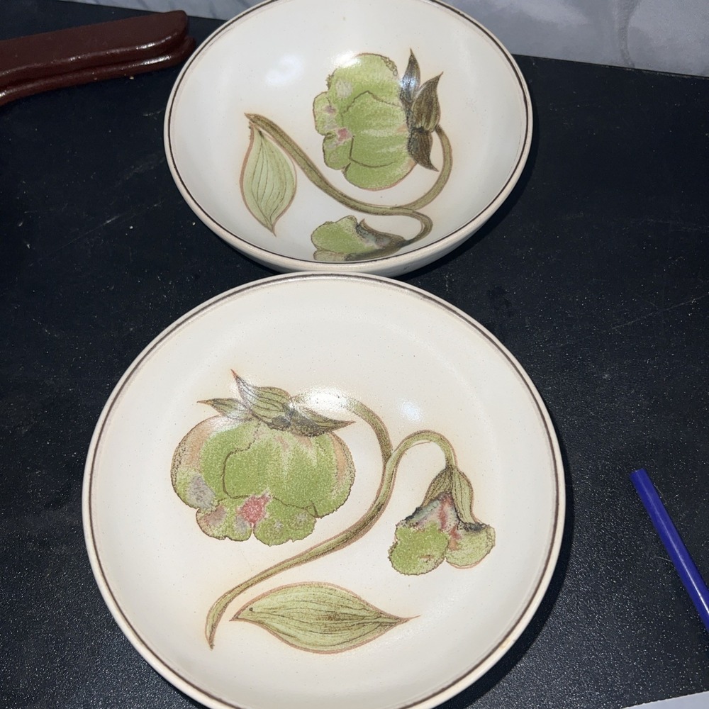DENBY-LANGLEY Troubadour Coupe Cereal Bowls 6 1/4 inch - Set of 2 - RARE 0919-07